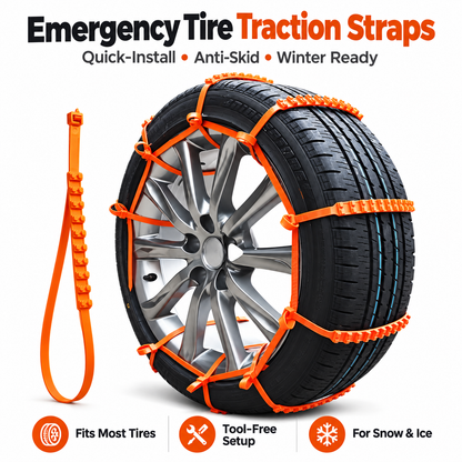 Emergency Tire Traction Straps for Snow & Ice – Quick-Install Anti-Skid Chains