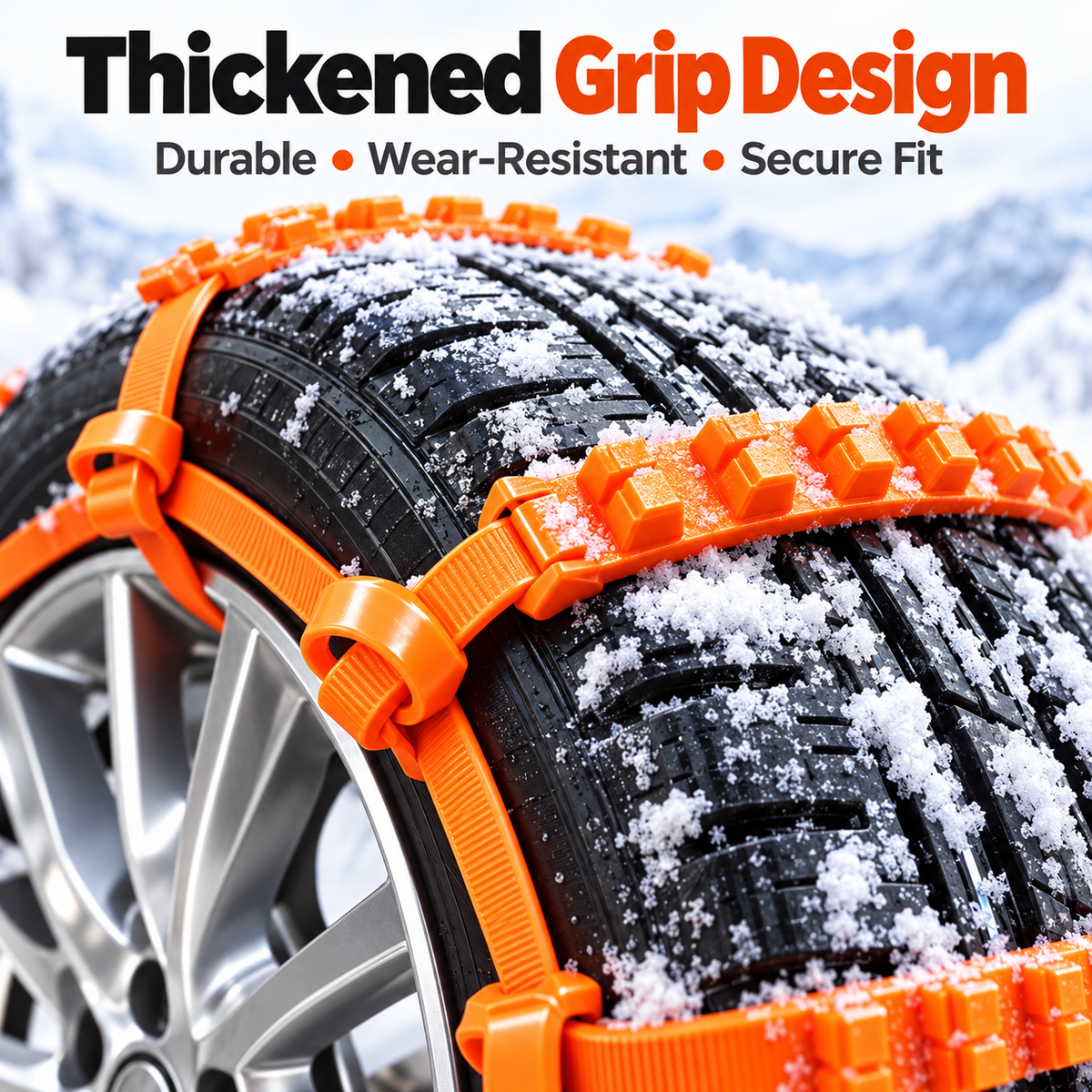 Emergency Tire Traction Straps for Snow & Ice – Quick-Install Anti-Skid Chains