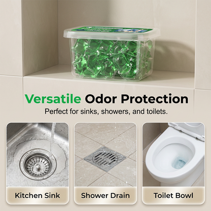 OFF! Drain Deodorizer Pods – Bio‑enzyme formula neutralizes smells at the source. Instant fresh scent, no harsh chemicals. Say goodbye to embarrassing odours.
